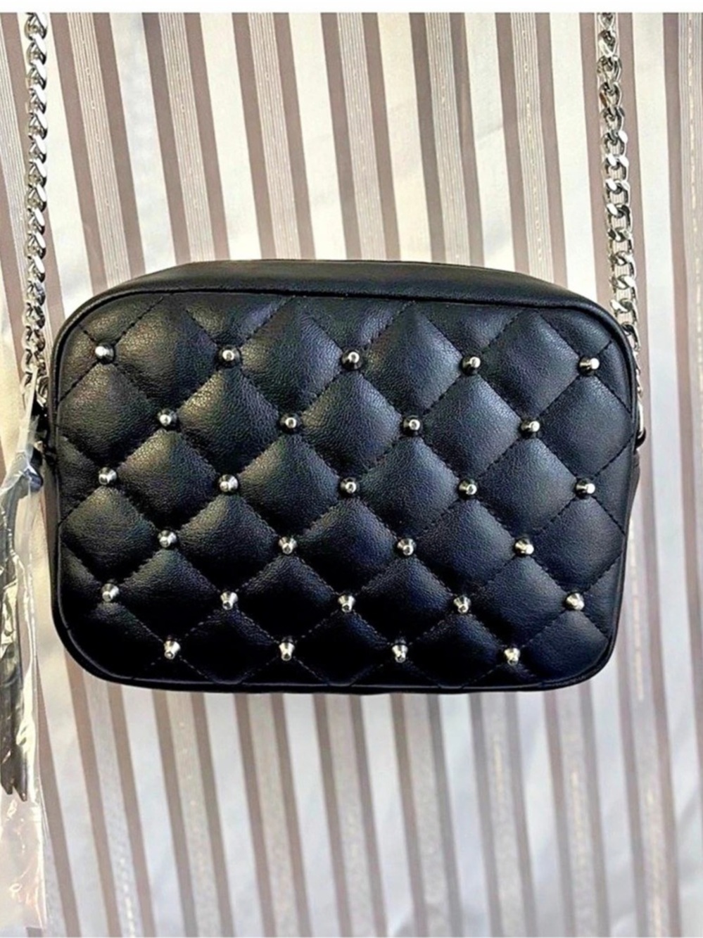 Rebecca Minkoff Quilted Studded Crossbody Bag in Black NWT